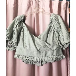 ✰ SAGE WRAP CROP TOP ✰